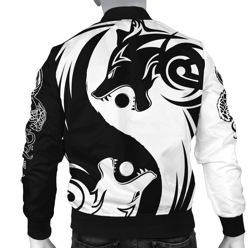 Viking Bomber Jacket Ying Yang Wolf A21 RLT12 - Wonder Print Shop