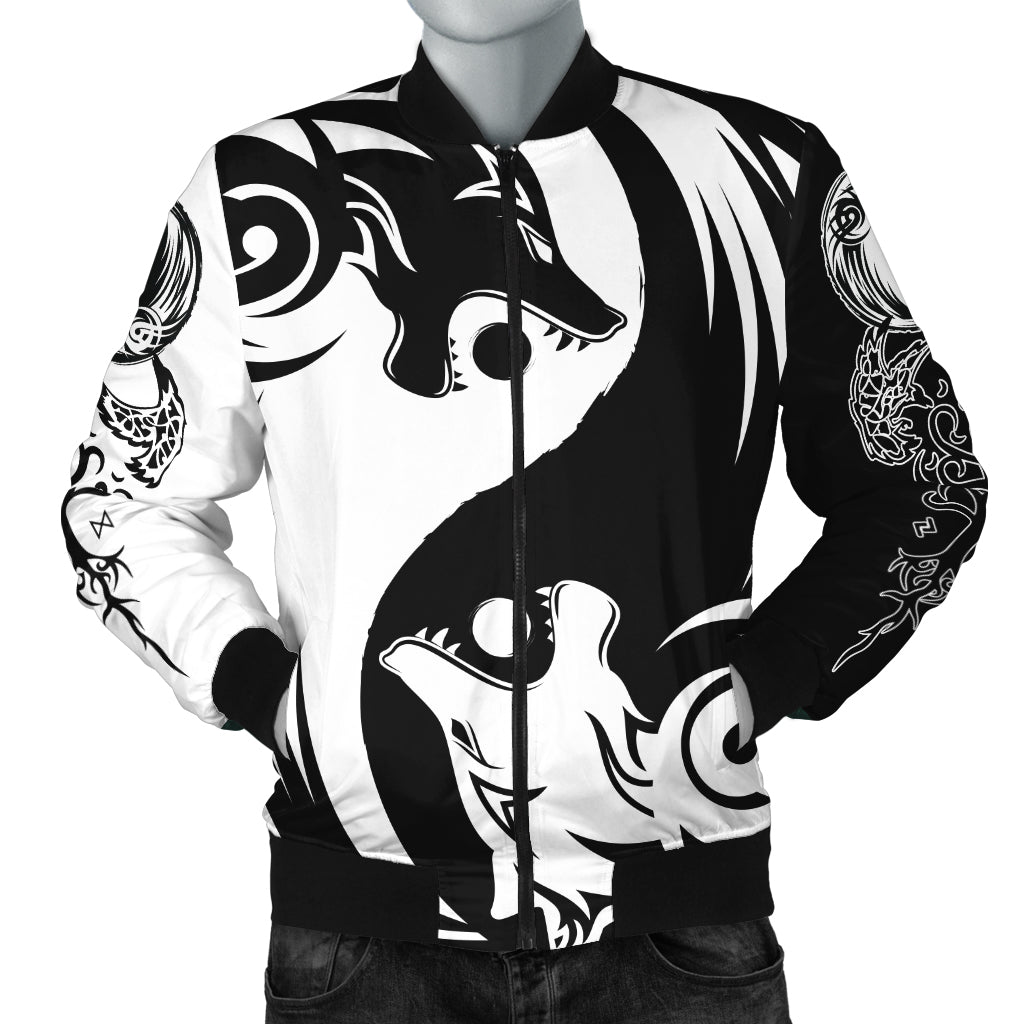 Viking Bomber Jacket Ying Yang Wolf A21 RLT12 - Wonder Print Shop