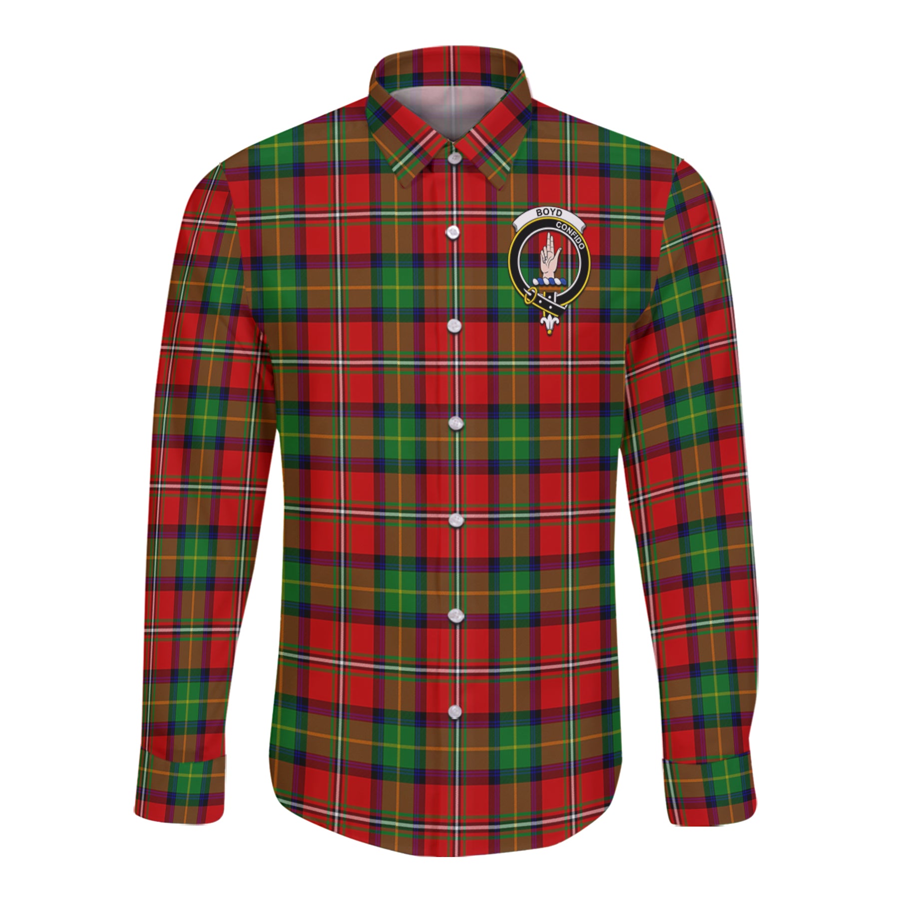 Boyd Modern Tartan Long Sleeve Button Up Shirt with Scottish Family Crest K23