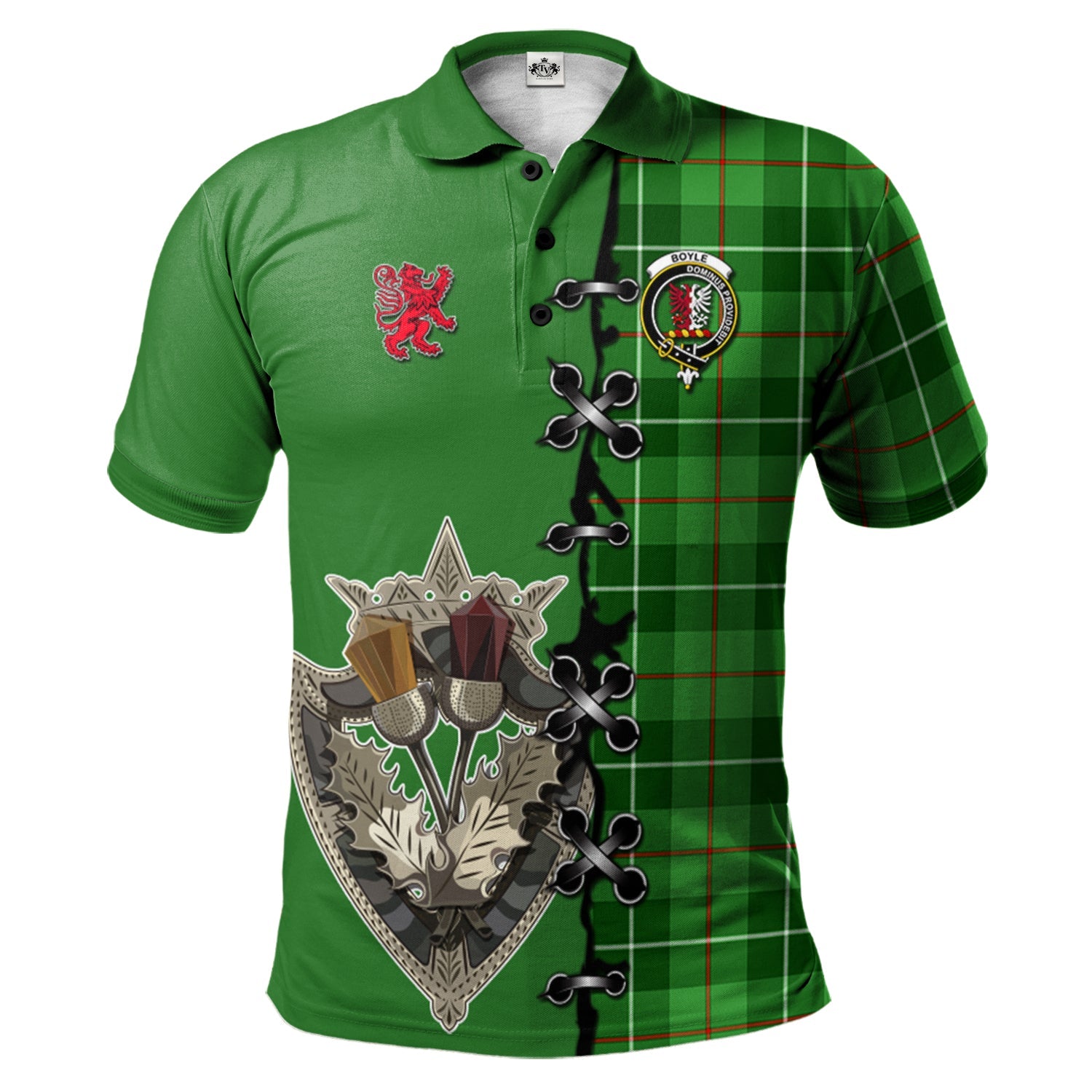 scottish-boyle-clan-crest-tartan-lion-rampant-and-celtic-thistle-polo-shirt