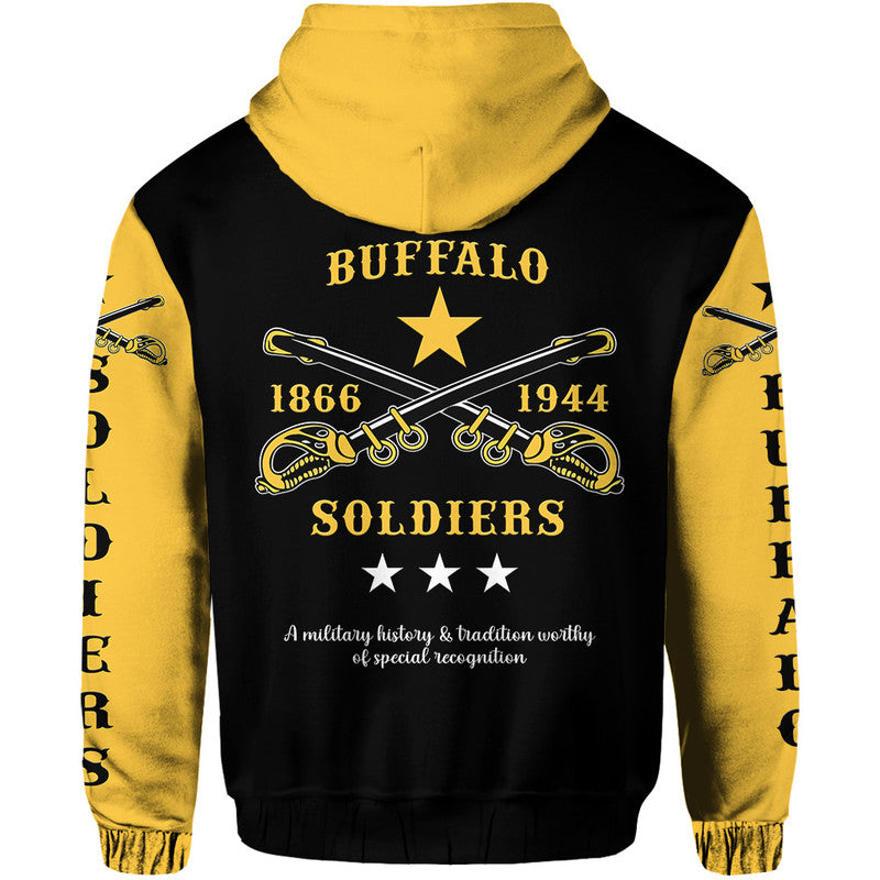 Custom Buffalo Soldiers Hoodie African American Military Simple Style Black Gold LT8 - Wonder Print Shop