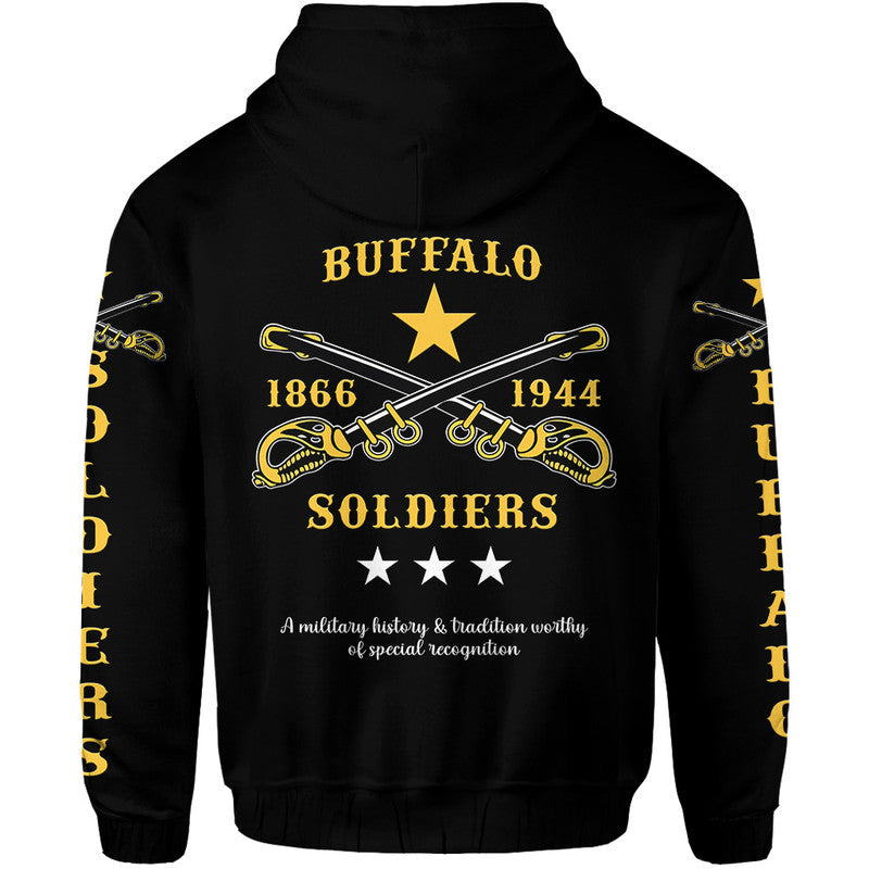 Custom Buffalo Soldiers Hoodie African American Military Simple Style Black LT8 - Wonder Print Shop