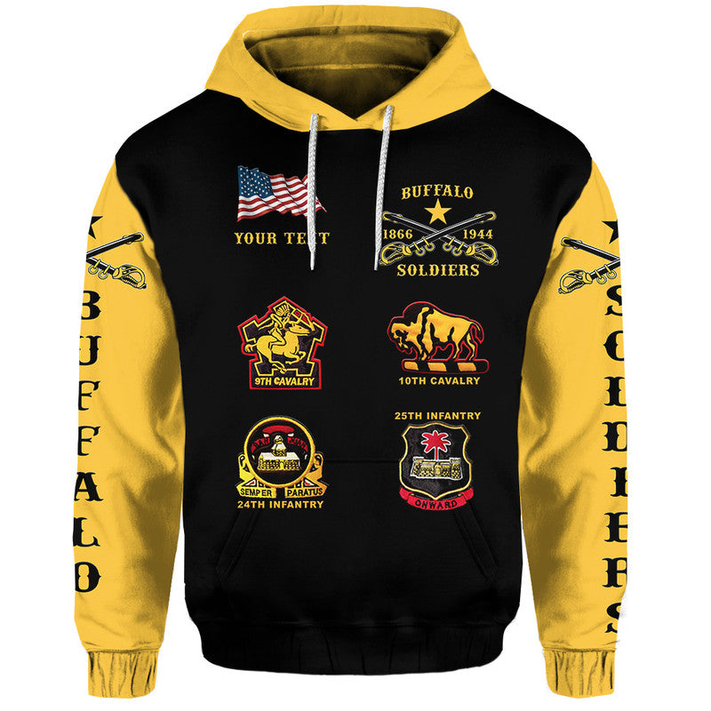 Custom Buffalo Soldiers Hoodie African American Military Original Style Black Gold LT8 - Wonder Print Shop