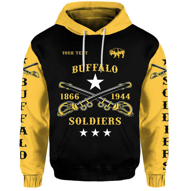 Custom Buffalo Soldiers Hoodie African American Military Simple Style Black Gold LT8 - Wonder Print Shop
