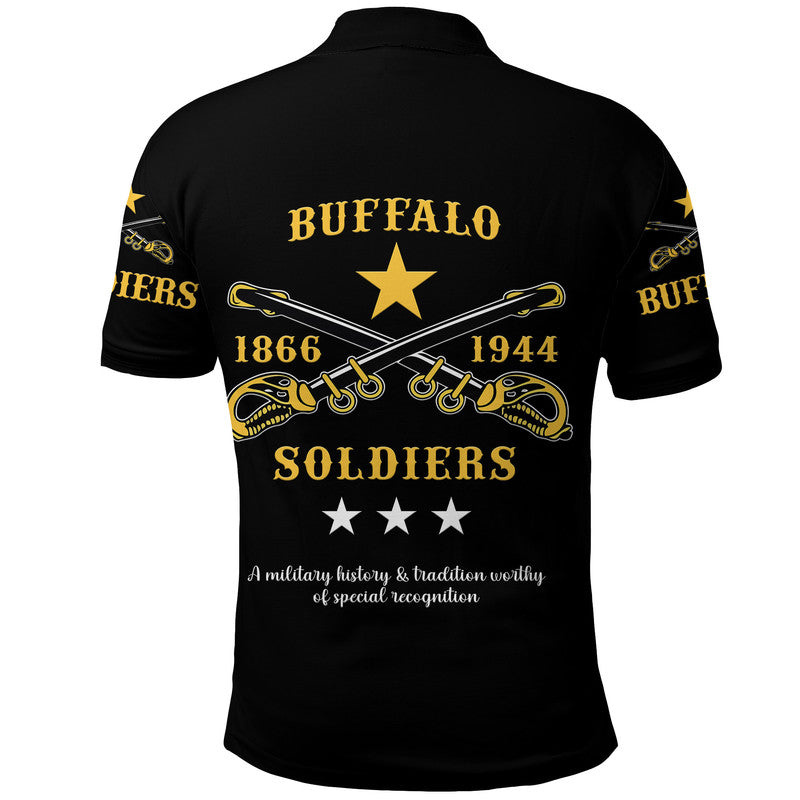 Custom Buffalo Soldiers Polo Shirt African American Military Simple Style Black LT8 - Wonder Print Shop