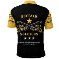 Custom Buffalo Soldiers Polo Shirt African American Military Simple Style Black Gold LT8 - Wonder Print Shop
