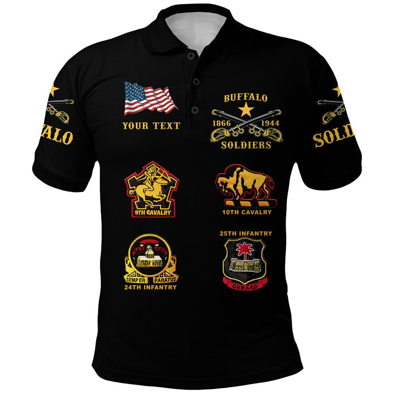 Custom Buffalo Soldiers Polo Shirt African American Military Original Style Black LT8 - Wonder Print Shop
