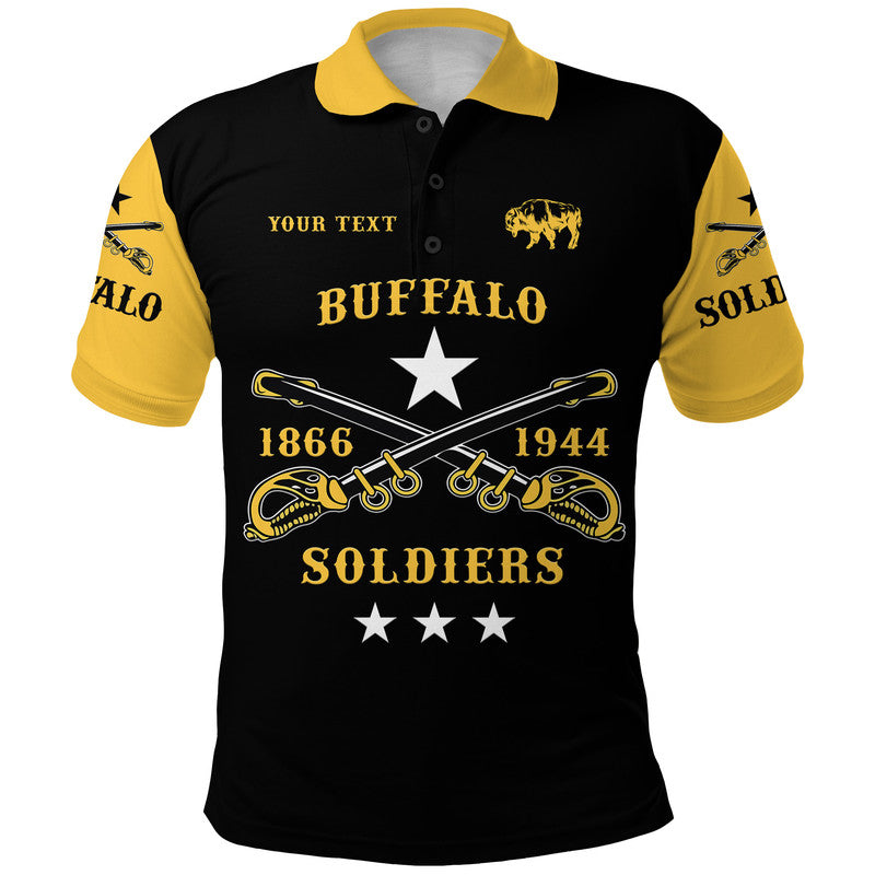 Custom Buffalo Soldiers Polo Shirt African American Military Simple Style Black Gold LT8 - Wonder Print Shop