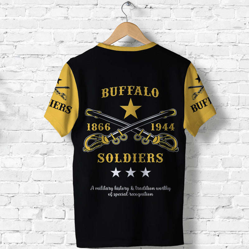 Custom Buffalo Soldiers T Shirt African American Military Original Style Black Gold LT8 - Wonder Print Shop