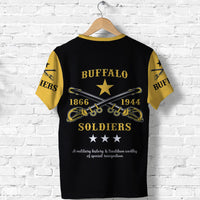 Custom Buffalo Soldiers T Shirt African American Military Original Style Black Gold LT8 - Wonder Print Shop