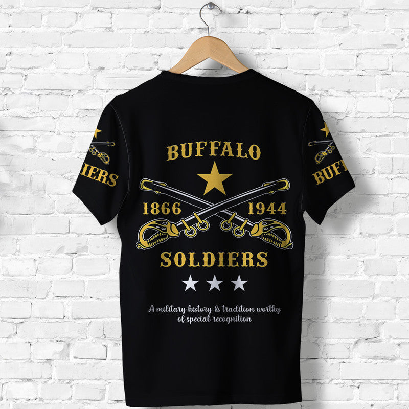 Custom Buffalo Soldiers T Shirt African American Military Simple Style Black LT8 - Wonder Print Shop