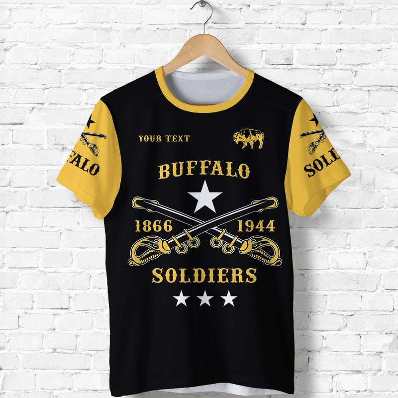 Custom Buffalo Soldiers T Shirt African American Military Simple Style Black Gold LT8 - Wonder Print Shop