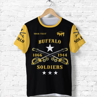 Custom Buffalo Soldiers T Shirt African American Military Simple Style Black Gold LT8 - Wonder Print Shop