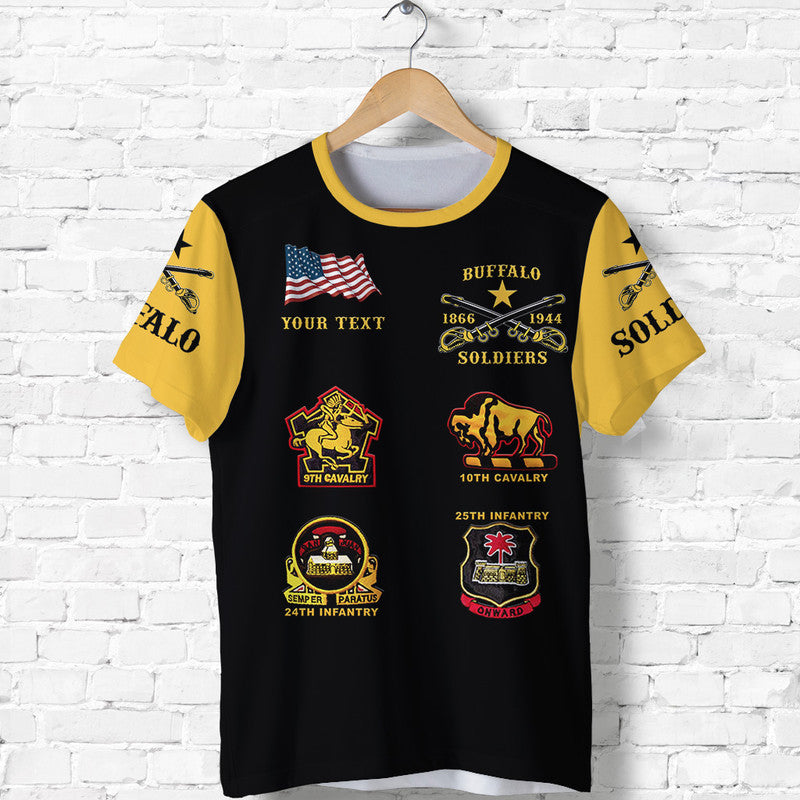Custom Buffalo Soldiers T Shirt African American Military Original Style Black Gold LT8 - Wonder Print Shop