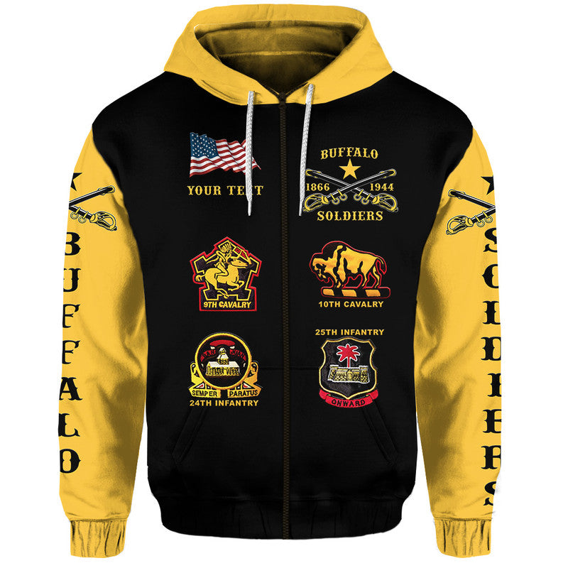 Custom Buffalo Soldiers Hoodie African American Military Original Style Black Gold LT8 - Wonder Print Shop