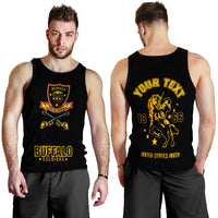 Black men’s tank top with Buffalo Soldiers front crest graphic