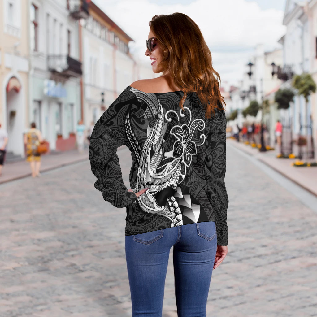 Custom Personalised Polynesian Shark Tattoo Hawaii Tribal Women Off Shoulder Sweater LT12 - Wonder Print Shop