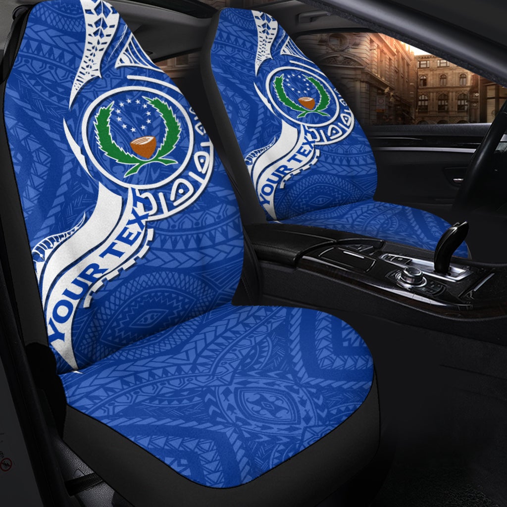 (Custom Personalised) Pohnpei Car Seat Covers - Micronesia Pride Blue LT12 - Wonder Print Shop