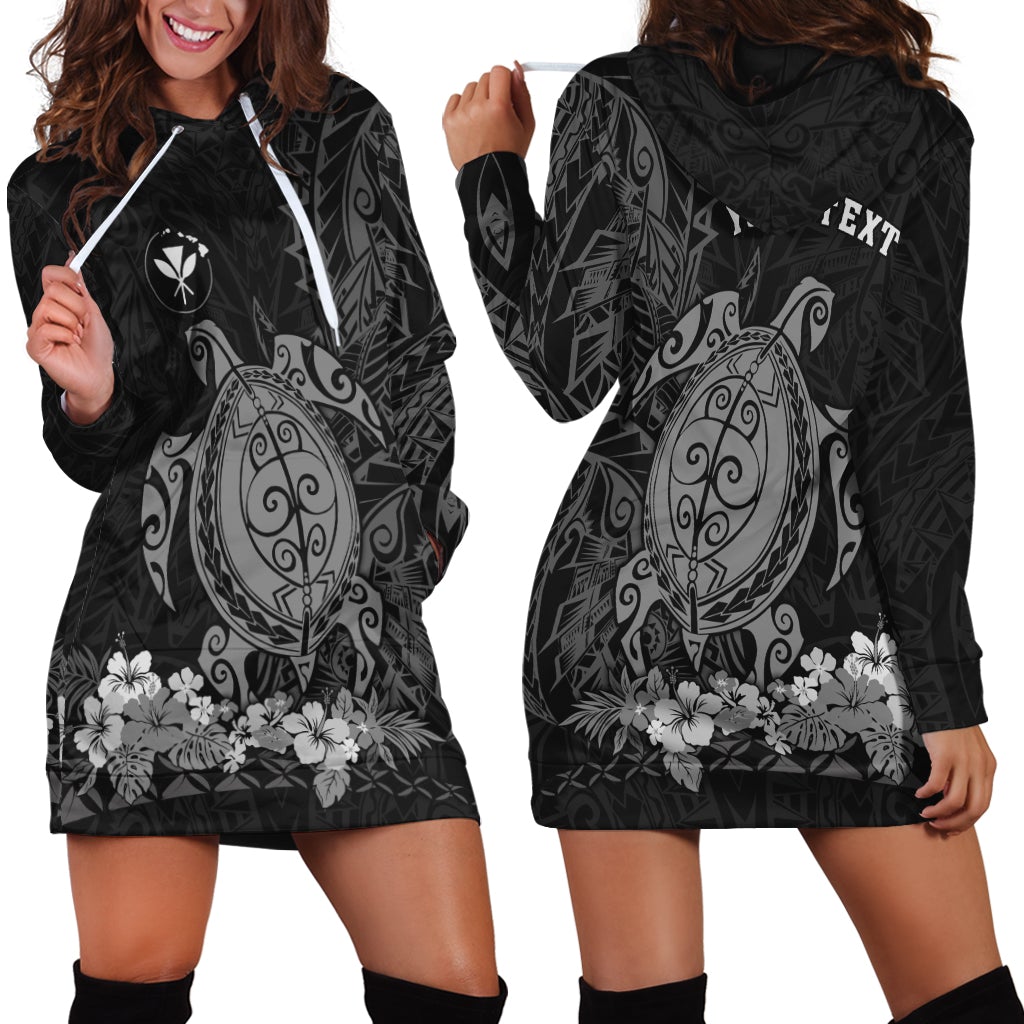 (Custom Personalised) Hawaii Polynesian Hoodie Dress Gray Sea Turtles Hawaiian LT13 - Wonder Print Shop