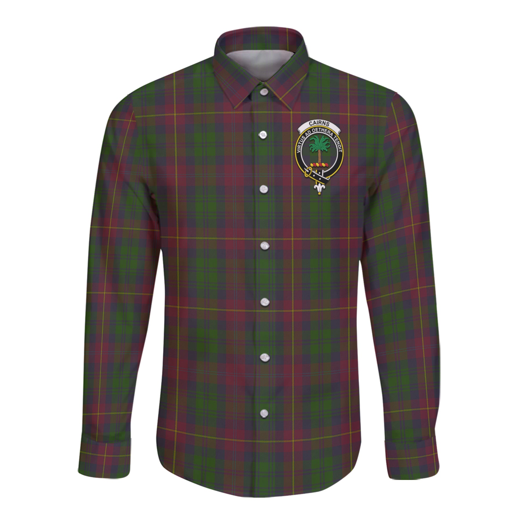 Cairns Tartan Long Sleeve Button Up Shirt with Scottish Family Crest K23