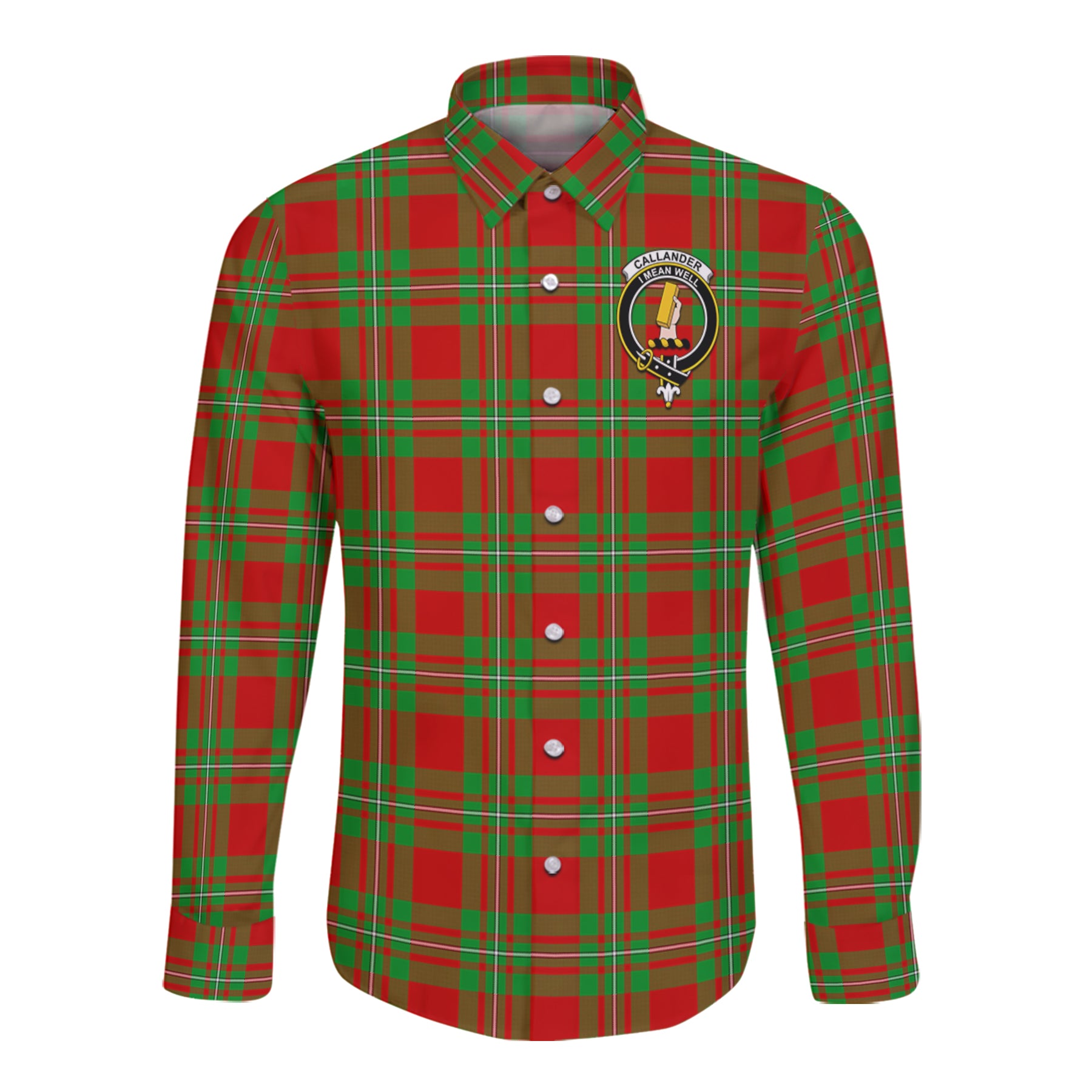 Callander Modern Tartan Long Sleeve Button Up Shirt with Scottish Family Crest K23
