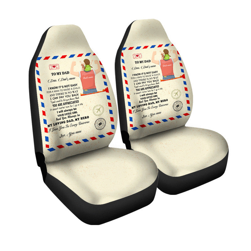 (Custom) Father Day Car Seat Cover Letter From Daughter Simple Style NO.1 LT8 - Wonder Print Shop