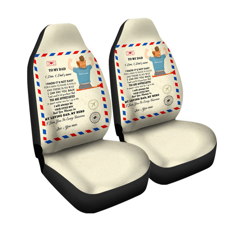 (Custom) Father Day Car Seat Cover Letter From Son Simple Style NO.1 LT8 - Wonder Print Shop