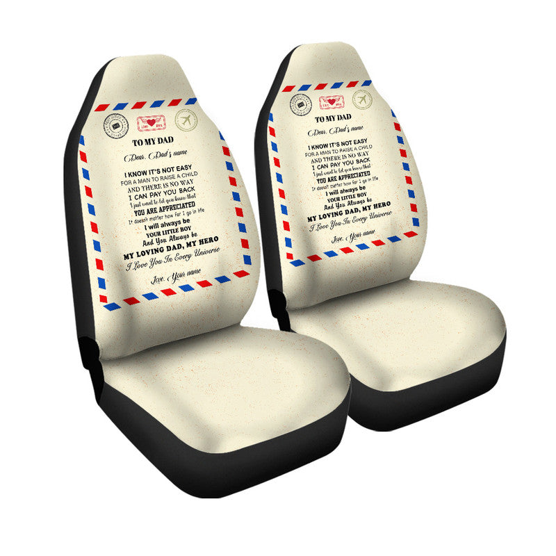 (Custom) Father Day Car Seat Cover Letter From Son Simple Style LT8 - Wonder Print Shop