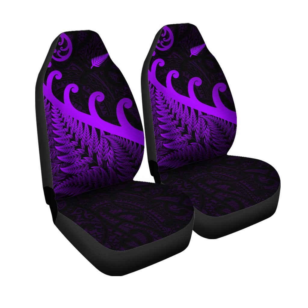 New Zealand Rugby Maori Car Seat Cover Silver Fern Koru Vibes Purple LT8 - Wonder Print Shop