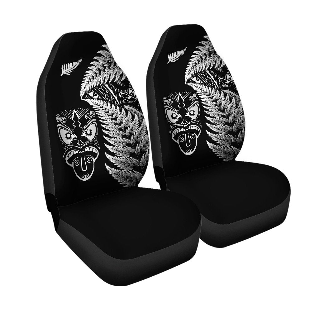 New Zealand Haka Rugby Maori Car Seat Cover Silver Fern Vibes Black LT8 - Wonder Print Shop