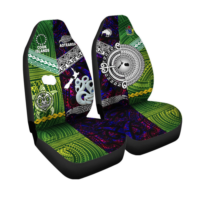 New Zealand and Cook Islands Car Seat Cover Together Purple LT8 - Wonder Print Shop