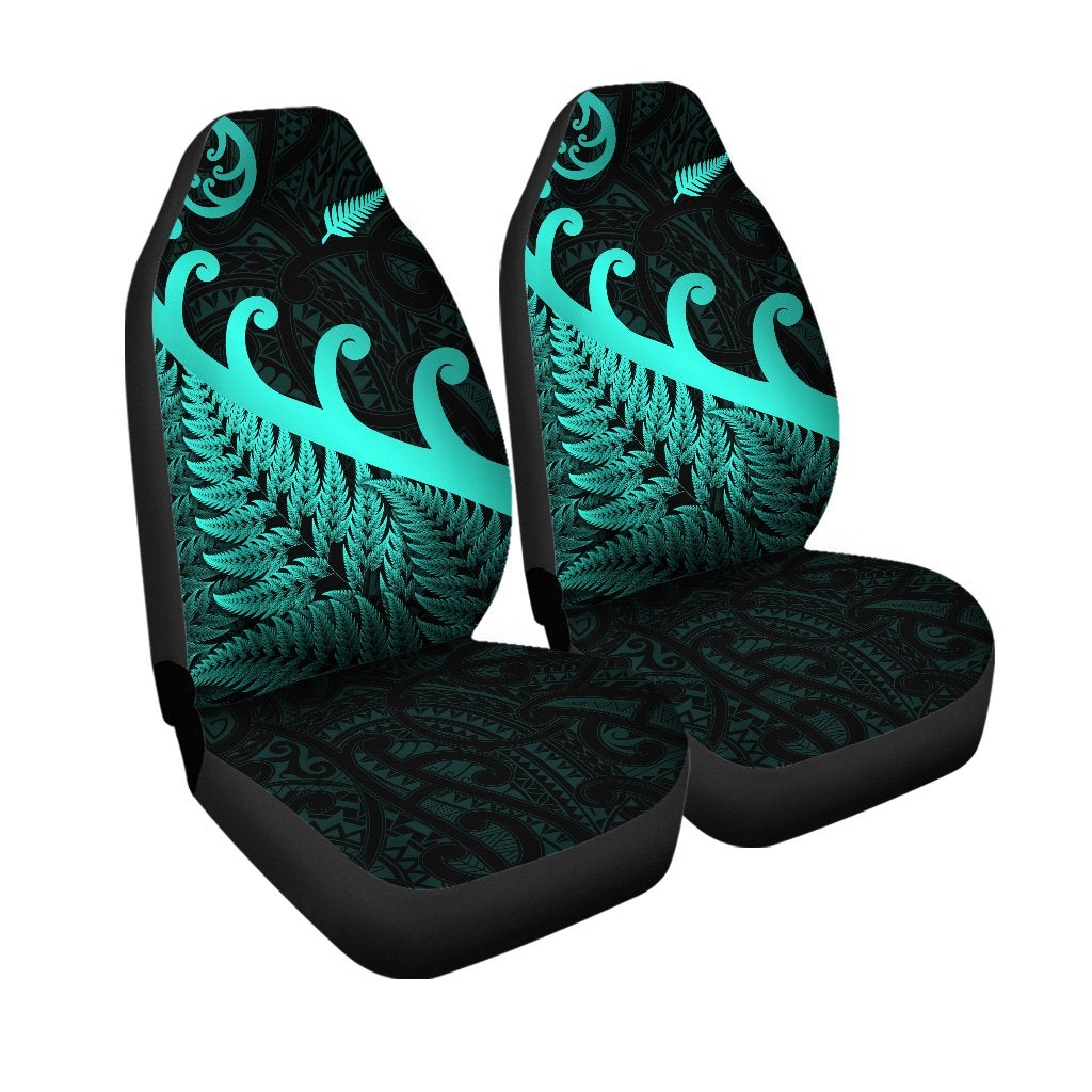 New Zealand Rugby Maori Car Seat Cover Silver Fern Koru Vibes Turquoise LT8 - Wonder Print Shop