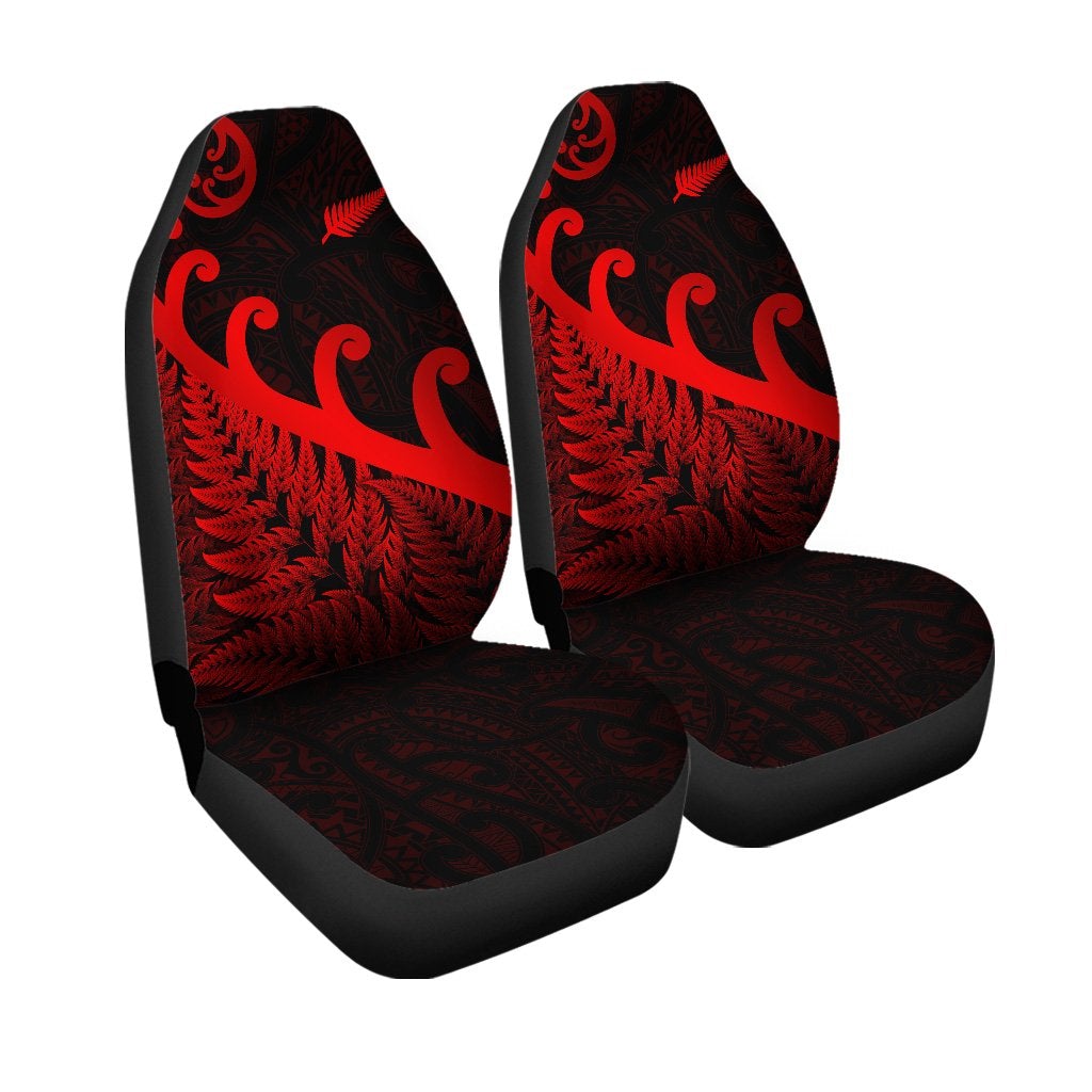 New Zealand Rugby Maori Car Seat Cover Silver Fern Koru Vibes Red LT8 - Wonder Print Shop