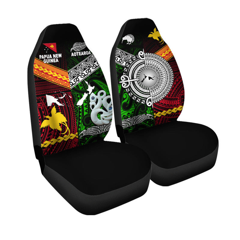New Zealand and Papua New Guinea Car Seat Cover Together Green LT8 - Wonder Print Shop