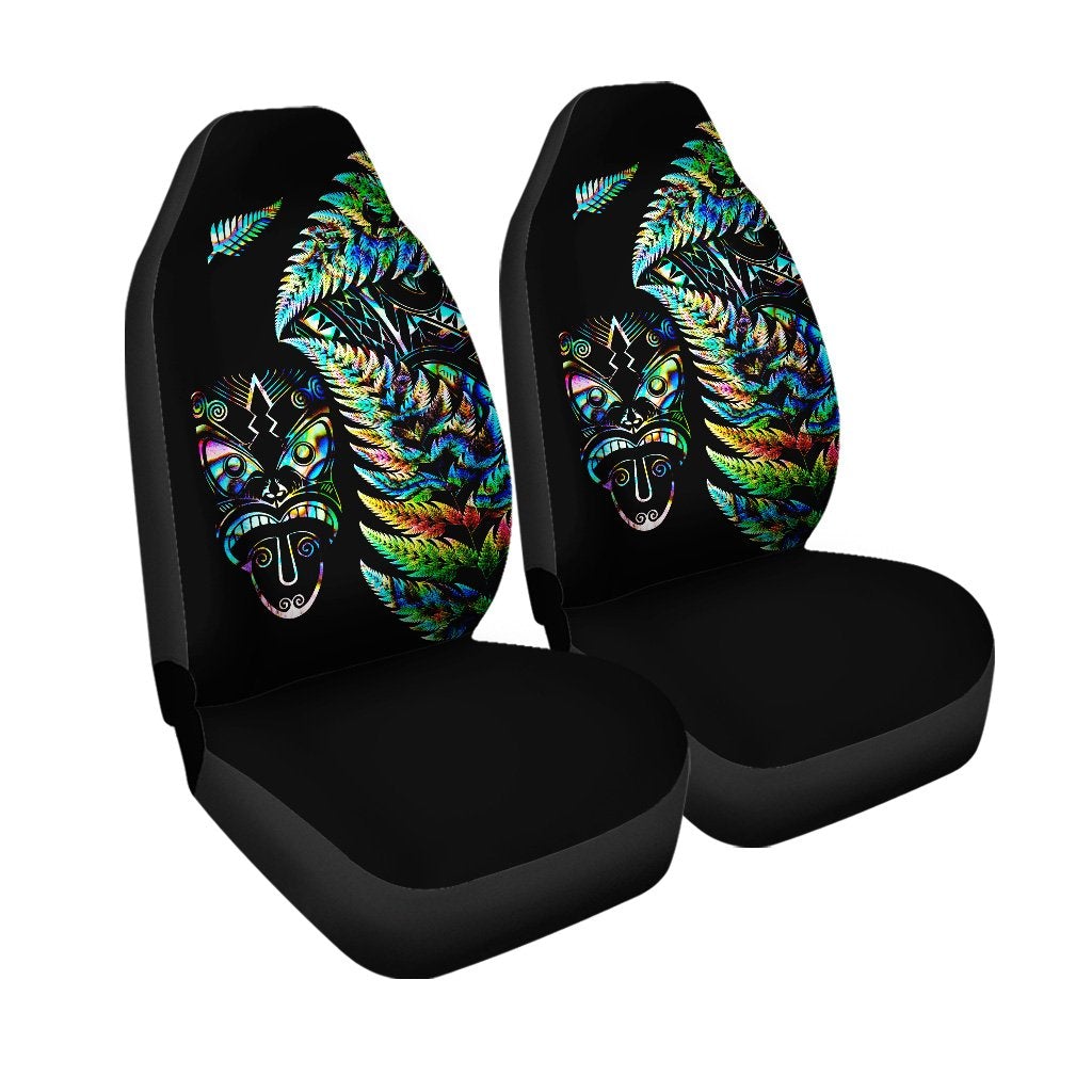 New Zealand Haka Rugby Maori Car Seat Cover Silver Fern Vibes Paua Shell LT8 - Wonder Print Shop