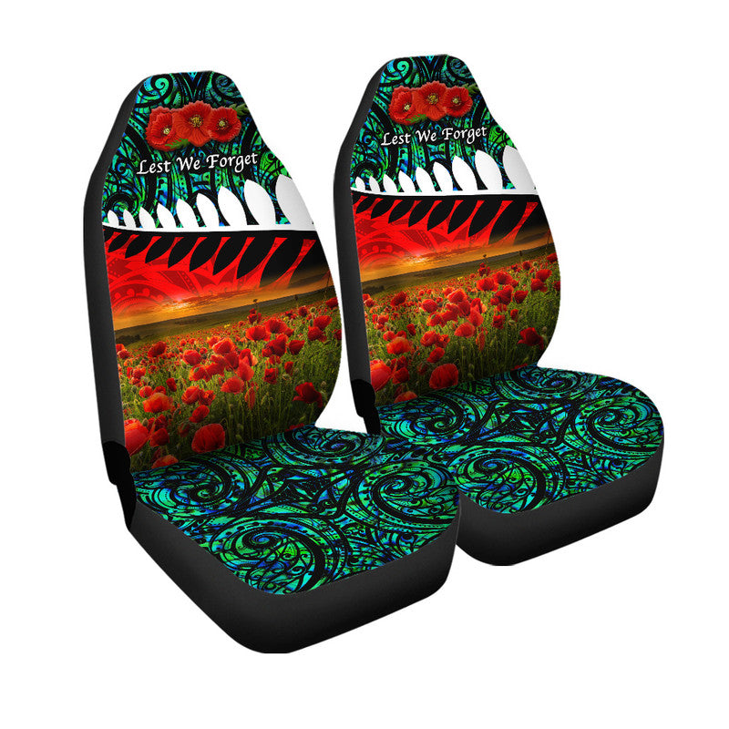 New Zealand Maori ANZAC Car Seat Cover Poppy Vibes Turquoise LT8 - Wonder Print Shop