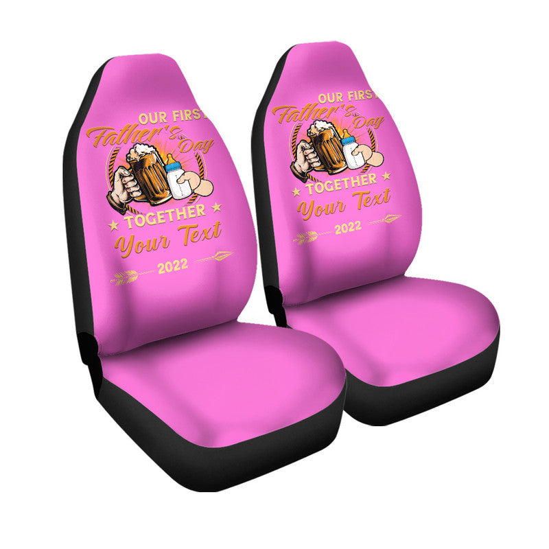 (Custom) Father Day Car Seat Cover Our First Father Day Simple Style - Pink LT8 - Wonder Print Shop