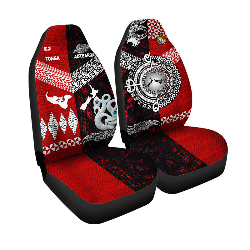 New Zealand and Tonga Car Seat Cover Together Red LT8 - Wonder Print Shop
