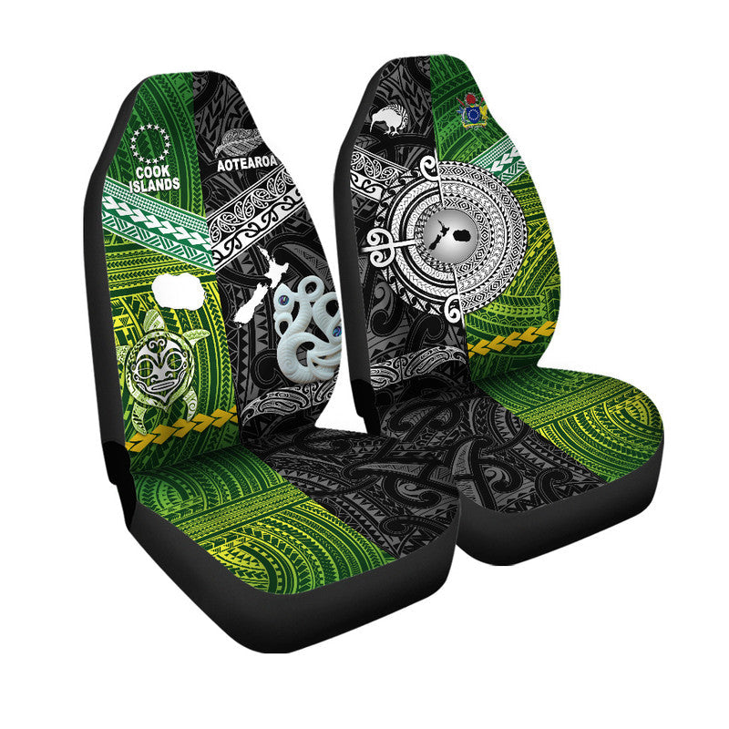New Zealand and Cook Islands Car Seat Cover Together Black LT8 - Wonder Print Shop