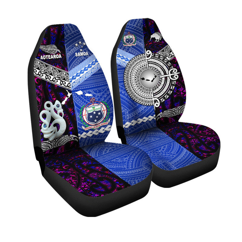 New Zealand and Samoa Car Seat Cover Together Purple LT8 - Wonder Print Shop