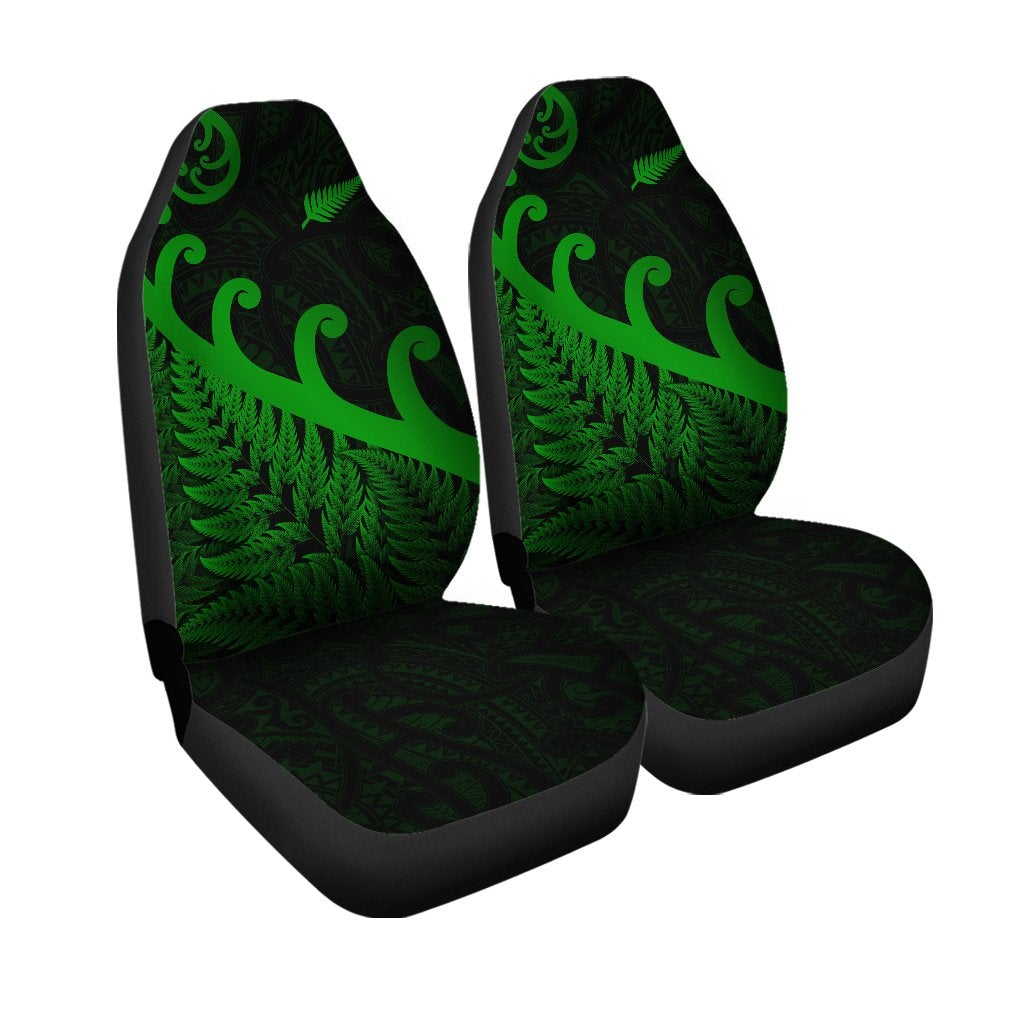 New Zealand Rugby Maori Car Seat Cover Silver Fern Koru Vibes Green LT8 - Wonder Print Shop