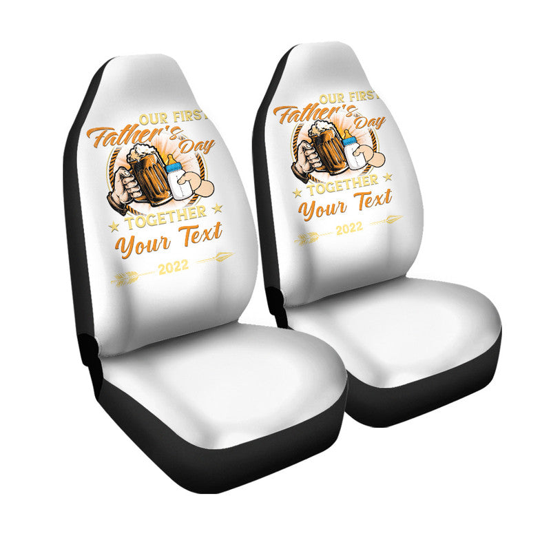 (Custom) Father Day Car Seat Cover Our First Father Day Simple Style - White LT8 - Wonder Print Shop