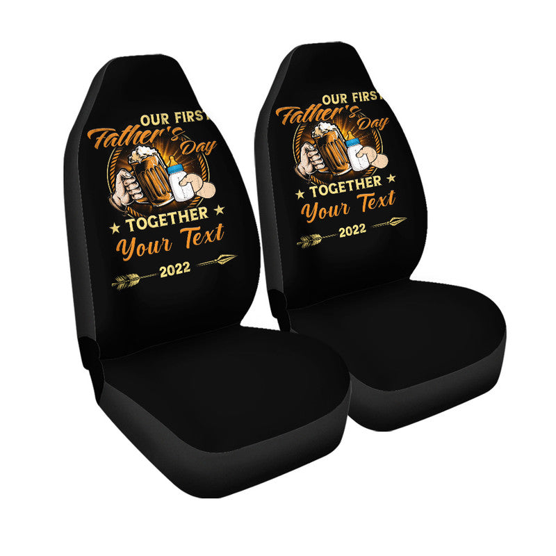 (Custom) Father Day Car Seat Cover Our First Father Day Simple Style - Black LT8 - Wonder Print Shop