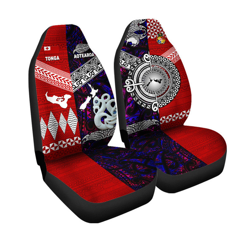 New Zealand and Tonga Car Seat Cover Together Purple LT8 - Wonder Print Shop