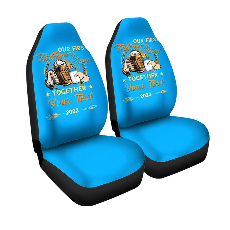 (Custom) Father Day Car Seat Cover Our First Father Day Simple Style - Blue LT8 - Wonder Print Shop