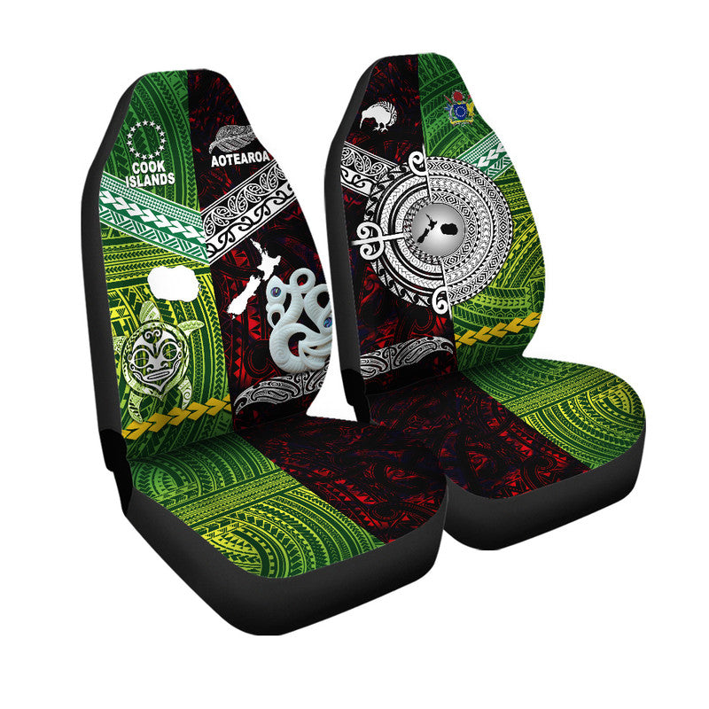 New Zealand and Cook Islands Car Seat Cover Together Red LT8 - Wonder Print Shop
