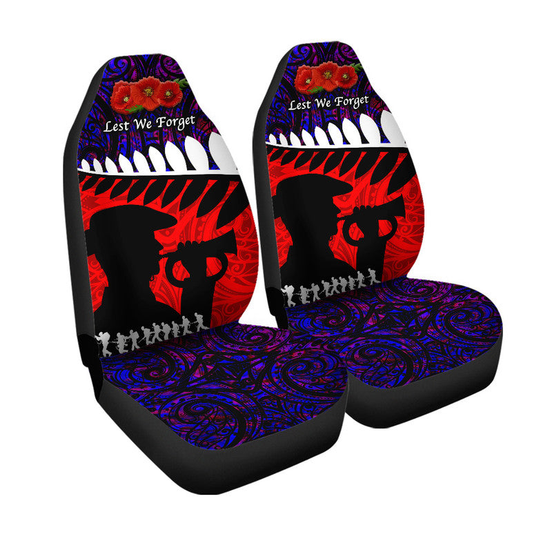 New Zealand Maori ANZAC Car Seat Cover Remembrance Soldier Purple LT8 - Wonder Print Shop