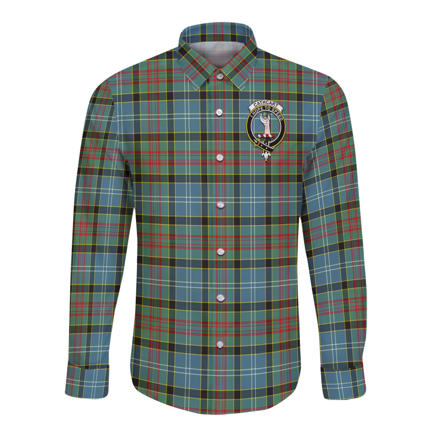 Cathcart Tartan Long Sleeve Button Up Shirt with Scottish Family Crest K23