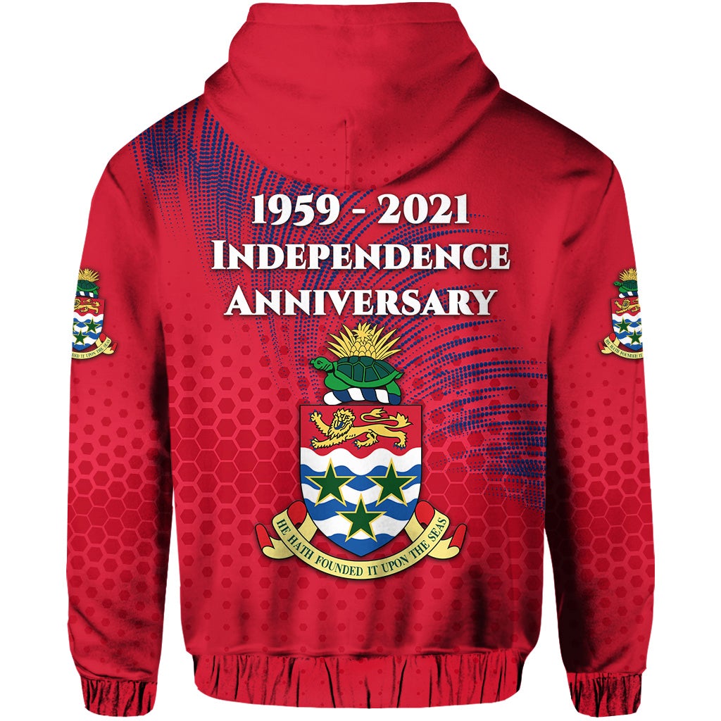 Cayman Islands Zip Hoodie Coat Of Arms Independence Anniversary Simple Style Red LT8 - Wonder Print Shop