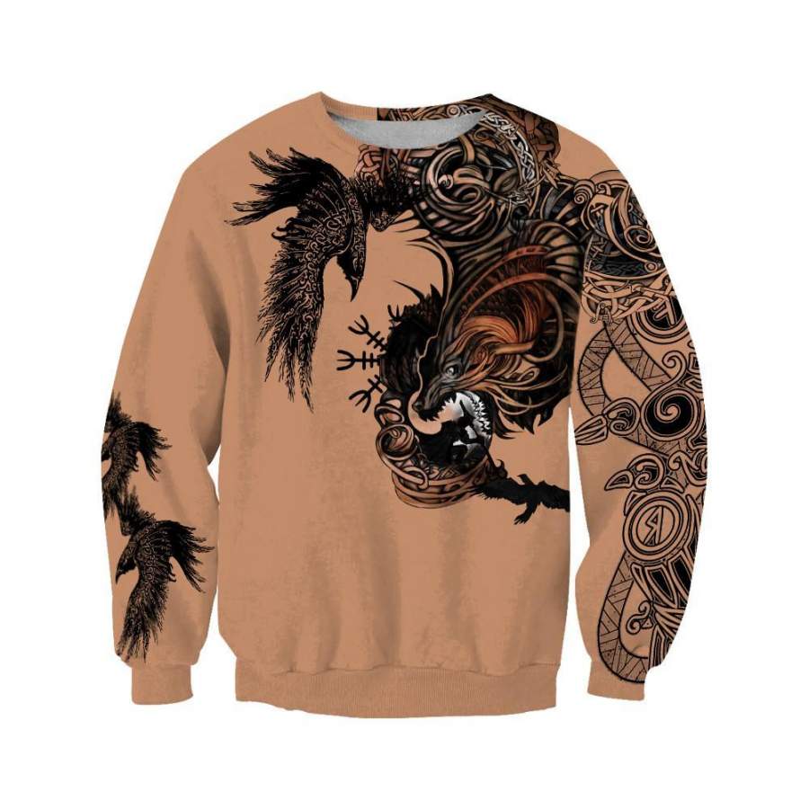 Viking Clothing Viking Wolf Fenrir Ii Sweatshirt RLT12 - Wonder Print Shop